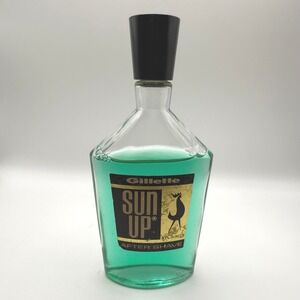 Vintage Gillette Sun Up After Shave 4oz Glass Bottle Mid Century Rooster Logo